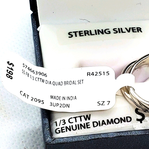 Silver 0.33 Ct Natural Diamond Engagement set - Picture 4 of 4